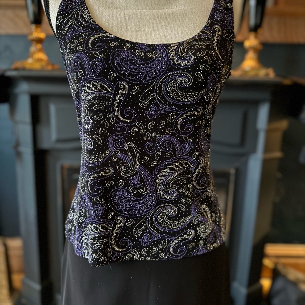 Alex Evenings Black and Purple Tank Top